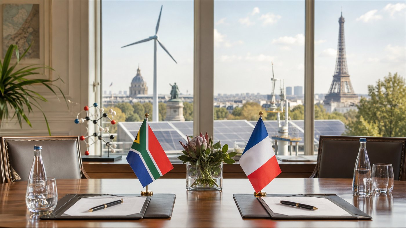 Editorial illustration of South Africa and France cooperation